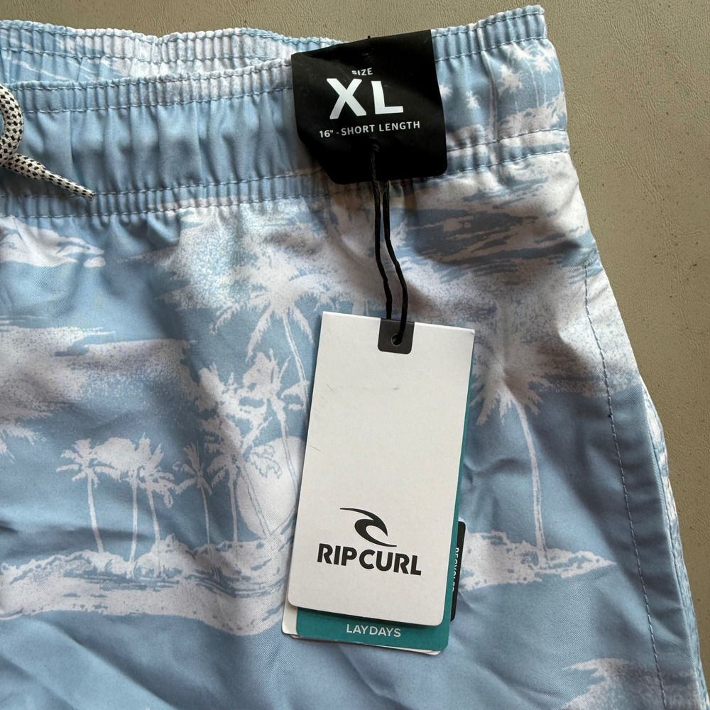 Rip Curl Board Shorts Mens XL Blue Tropical Lay Days 16" Swim Trunks Modern NWT - Picture 2 of 5